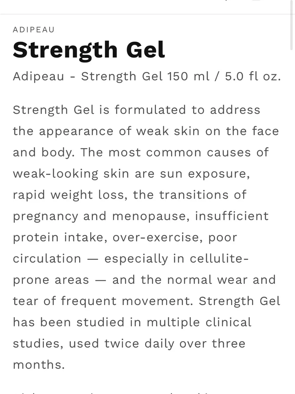 New in Box ADIPEAU Strength Gel 5.0 oz.